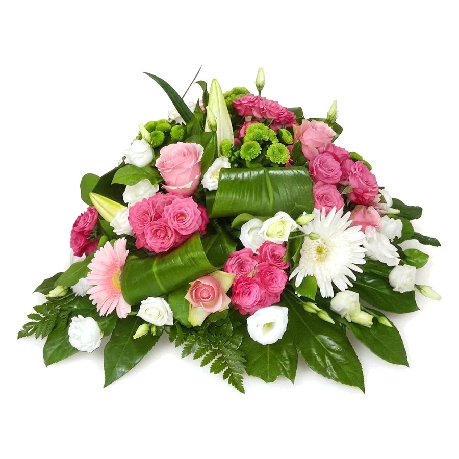 Coussin, roses & gerberas