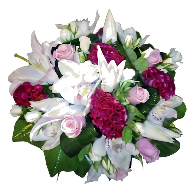 Bouquet rond, lys & célosies