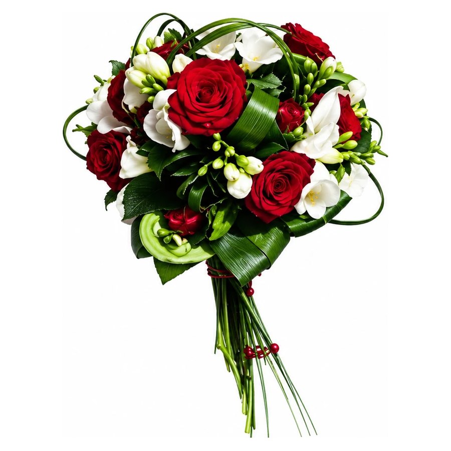 Roses rouges & freesias